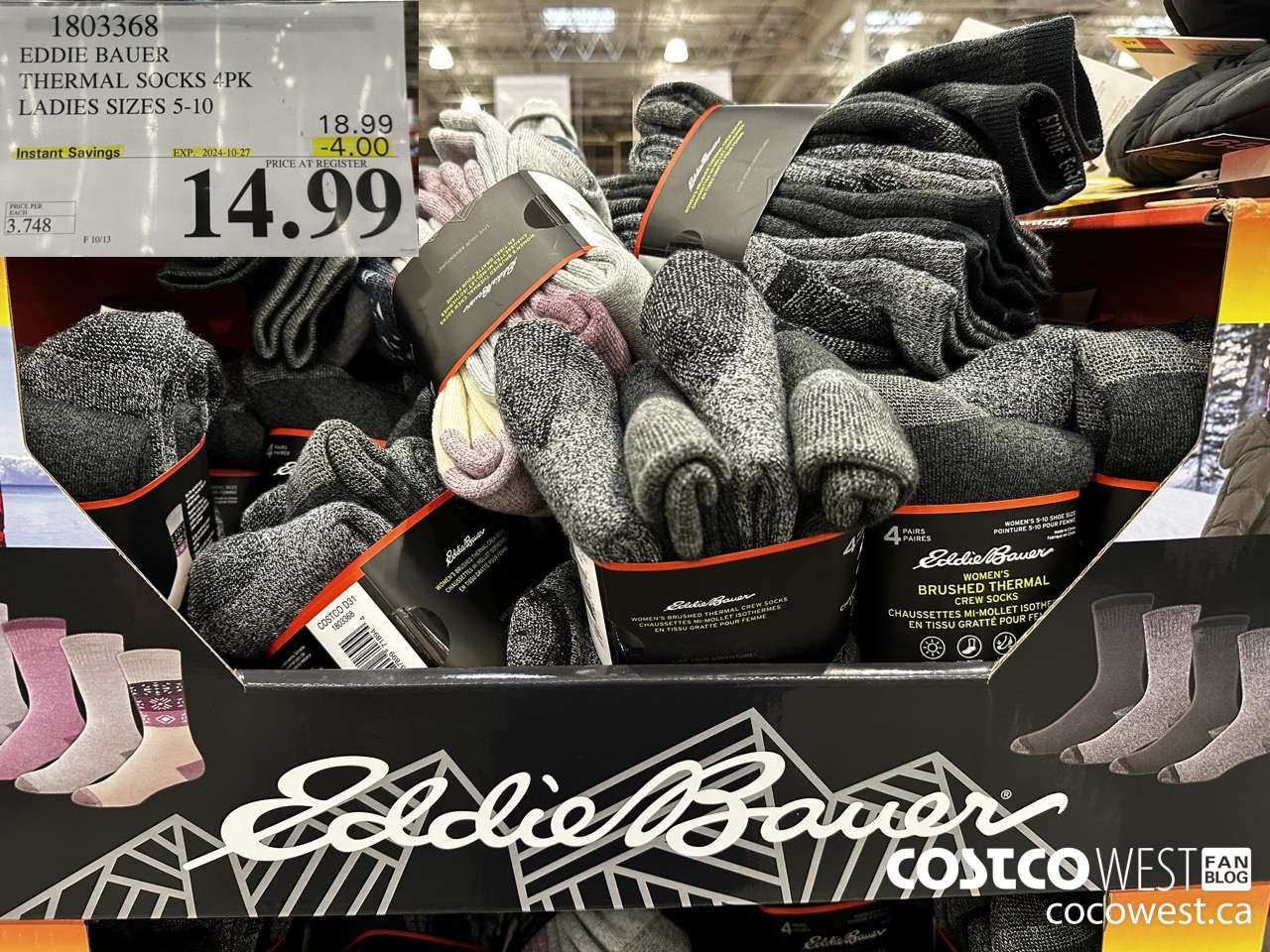 1803368 EDDIE BAUER THERMAL SOCKS 4PK LADIES SIZES 5-10 ($4.00 INSTANT SAVINGS EXPIRES ON 2024-10-27) $14.99