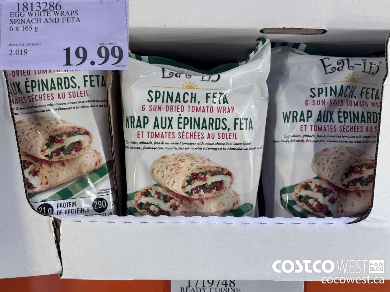 1813286 EGG WHITE WRAPS SPINACH AND FETA 6 X 165G $19.99