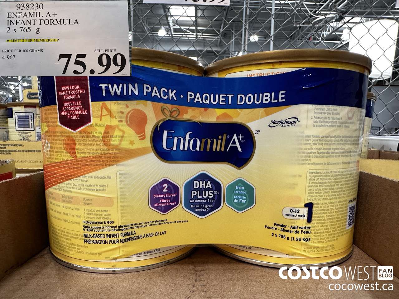 938230 ENFAMIL A+ INFANT FORMULA 2 X 765 G $75.99