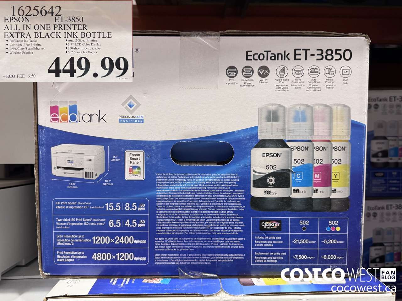 1625642 EPSON ET-3850 ALL IN ONE PRINTER $449.99