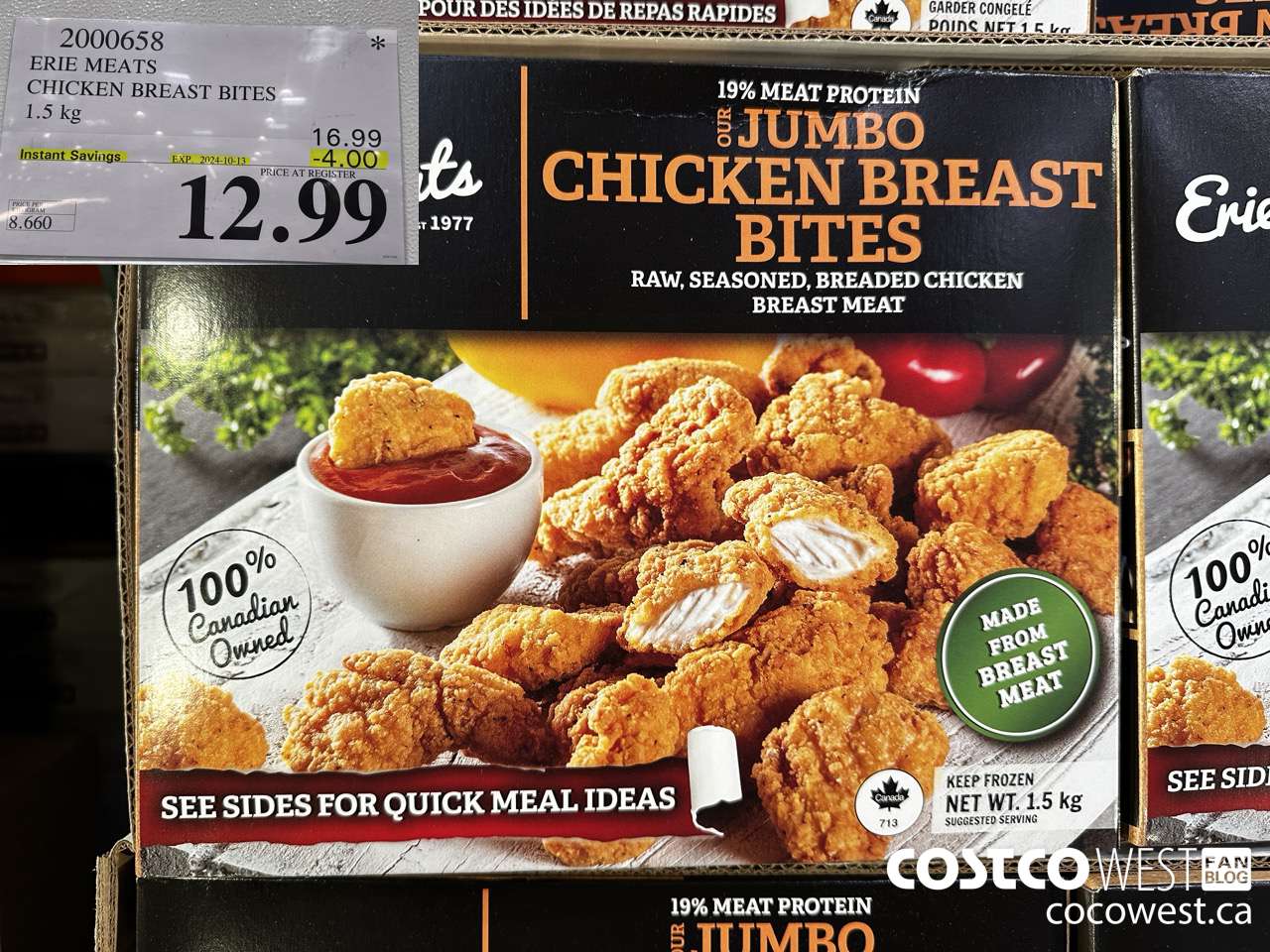 2000658 ERIE MEATS CHICKEN BREAST BITES 1.5 kg ($4.00 INSTANT SAVINGS EXPIRES ON 2024-10-13) $12.99