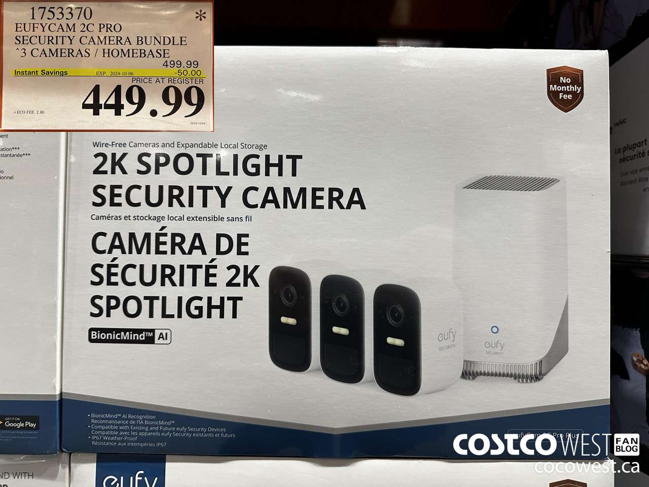 1753370 EUFYCAM 2C PRO SECURITY CAMERA BUNDLE 2 CAMERAS / HOMEBASE ($50.00 INSTANT SAVINGS EXPIRES ON 2024-10-06) $449.99