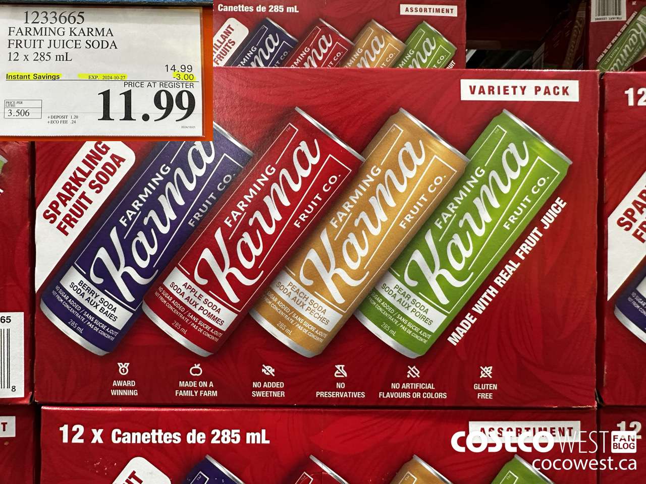 1233665 FARMING KARMA FRUIT JUICE SODA 12 X 285ML ($3.00 INSTANT SAVINGS EXPIRES ON 2024-10-27) $11.99