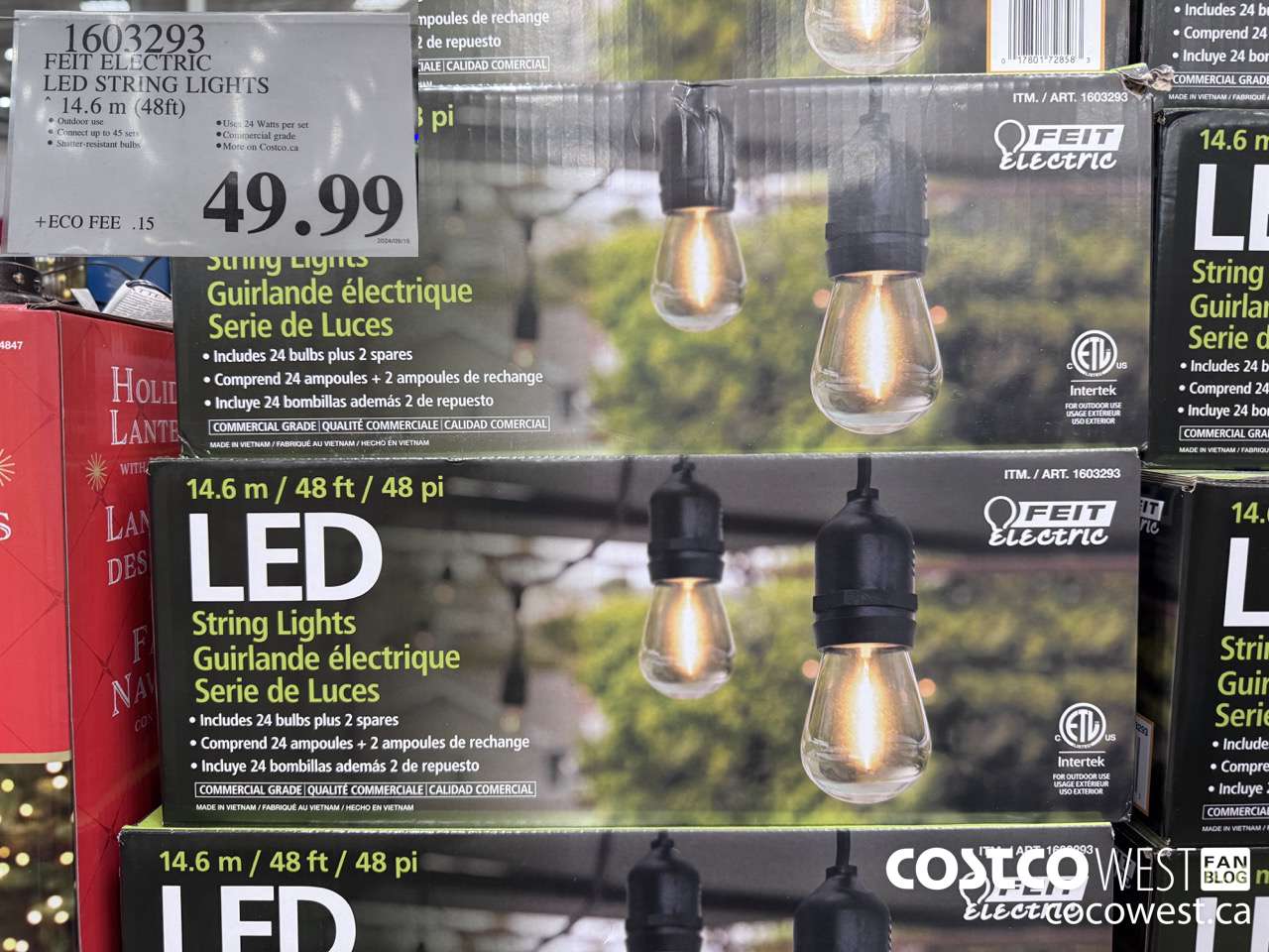 1603293 FEIT ELECTRIC LED STRING LIGHTS 14.6 M (48FT) $49.99