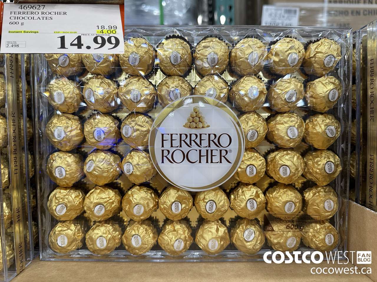 469627 FERRERO ROCHER CHOCOLATES 600 G ($4.00 INSTANT SAVINGS EXPIRES ON 2024-10-09) $14.99