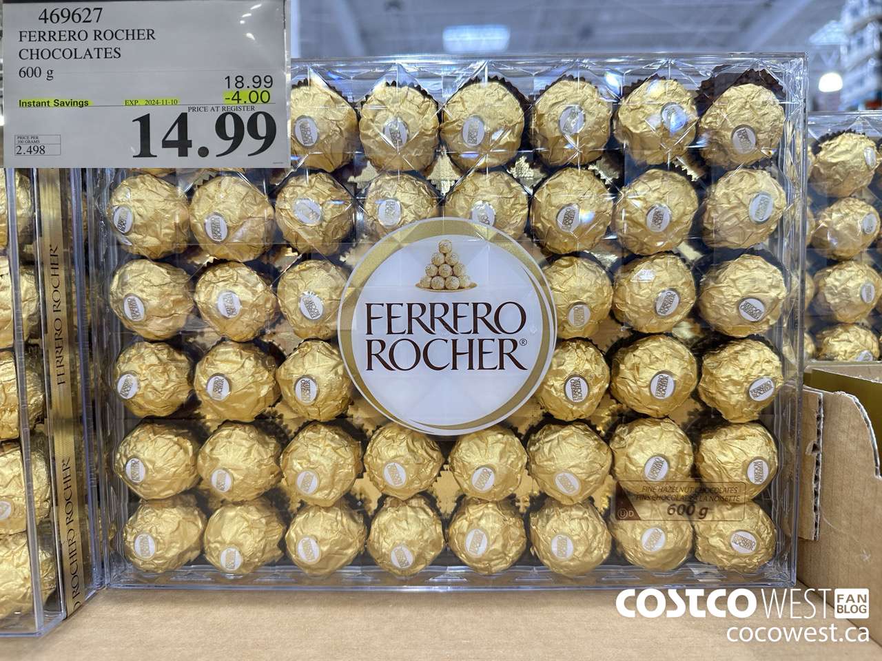 469627 FERRERO ROCHER CHOCOLATES 600 G ($4.00 INSTANT SAVINGS EXPIRES ON 2024-11-10) $14.99