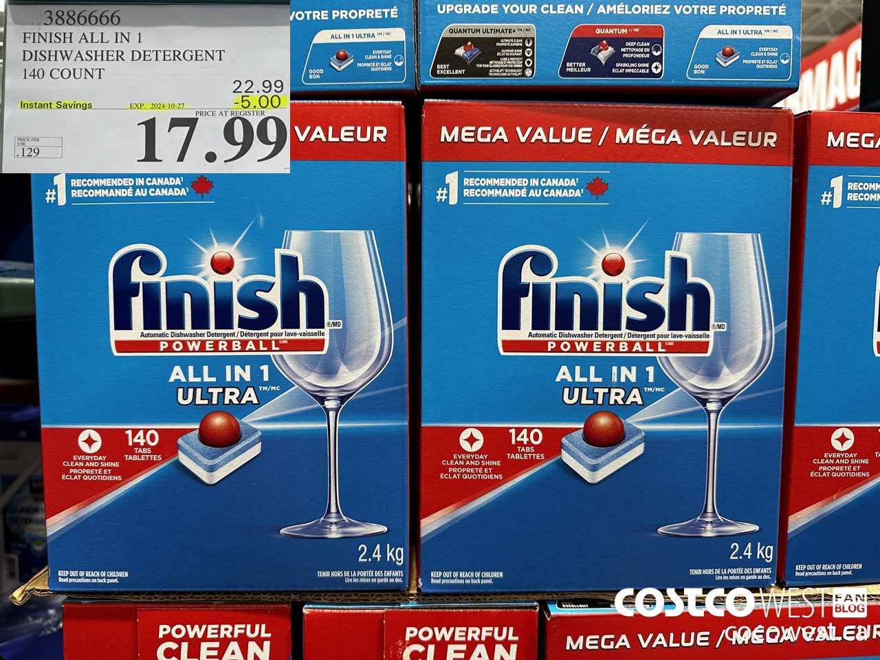 3886666 FINISH ALL IN 1 DISHWASHER DETERGENT 140 COUNT ($5.00 INSTANT SAVINGS EXPIRES ON 2024-10-27) $17.99