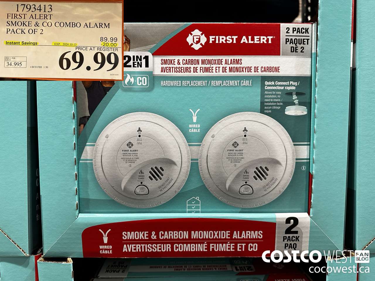 1793413 FIRST ALERT SMOKE & CO COMBO ALARM PACK OF 2 ($20.00 INSTANT SAVINGS EXPIRES ON 2024-10-13) $69.99