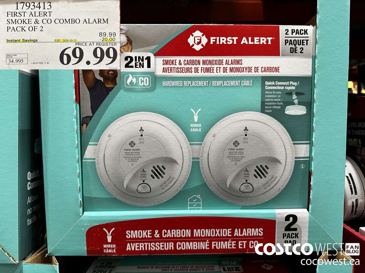 1793413 FIRST ALERT SMOKE & CO COMBO ALARM PACK OF 2 ($20.00 INSTANT SAVINGS EXPIRES ON 2024-10-13) $69.99