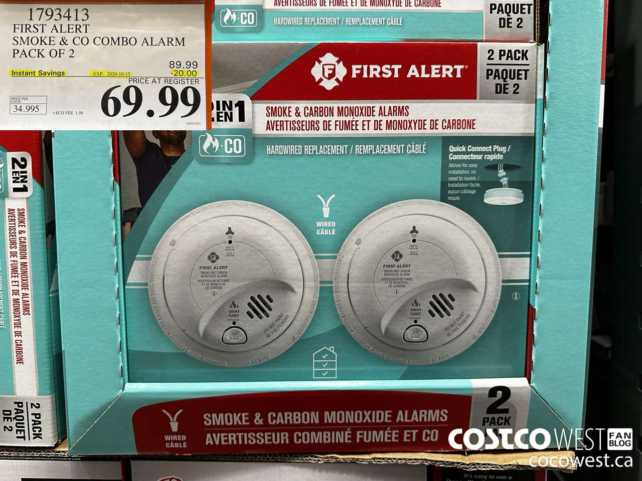 1793413 FIRST ALERT SMOKE & CO COMBO ALARM PACK OF 2 ($20.00 INSTANT SAVINGS EXPIRES ON 2024-10-13) $69.99