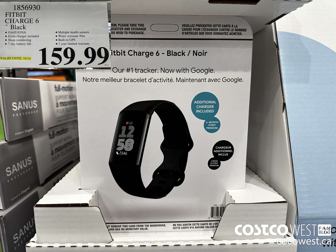 1856930 FITBIT CHARGE 6 BLACK (EXPIRES ON 2024-10-14) $159.99