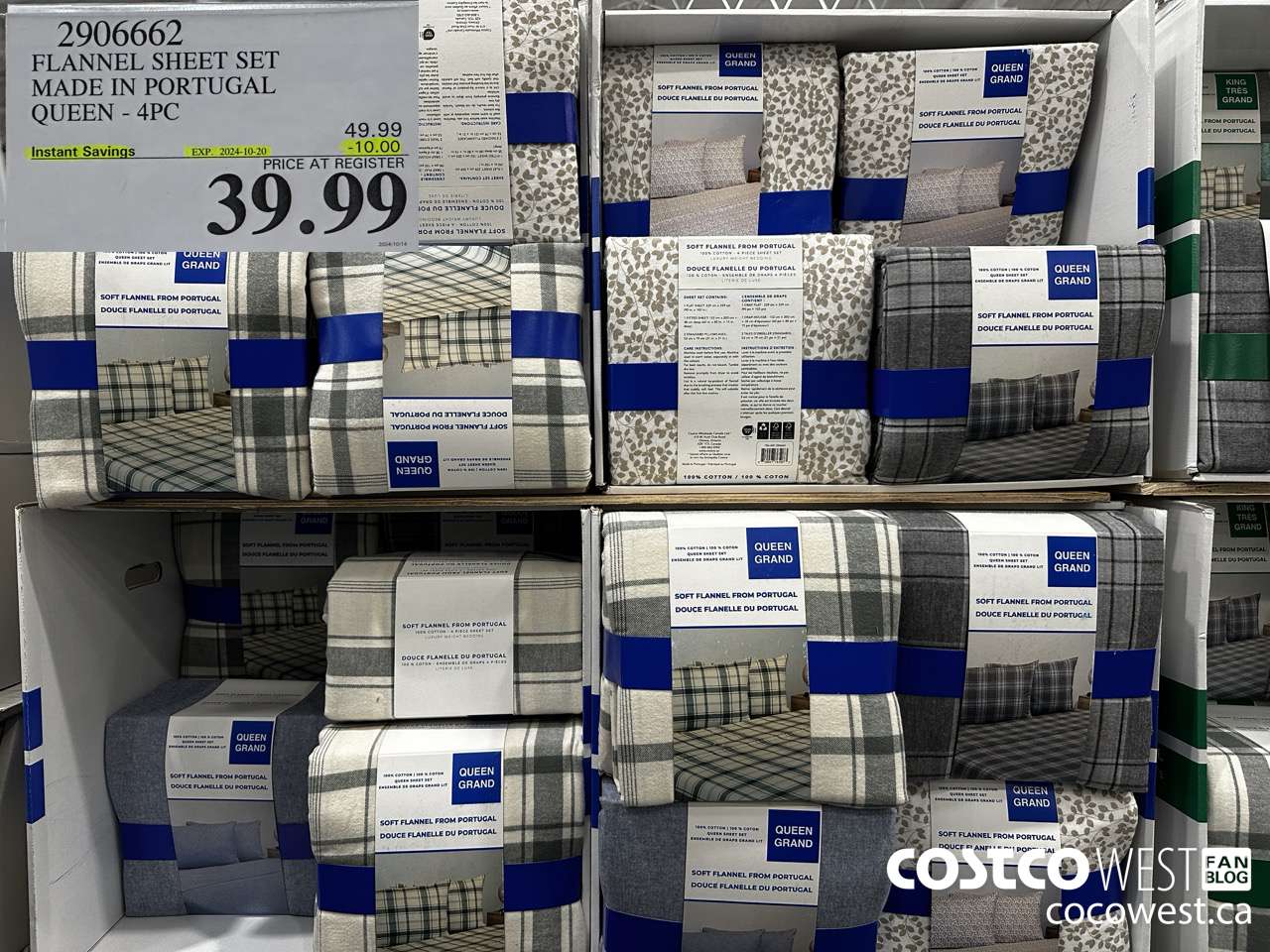 2906662 FLANNEL SHEET SET MADE IN PORTUGAL QUEEN 4PC ($10.00 INSTANT SAVINGS EXPIRES ON 2024-10-20) $39.99