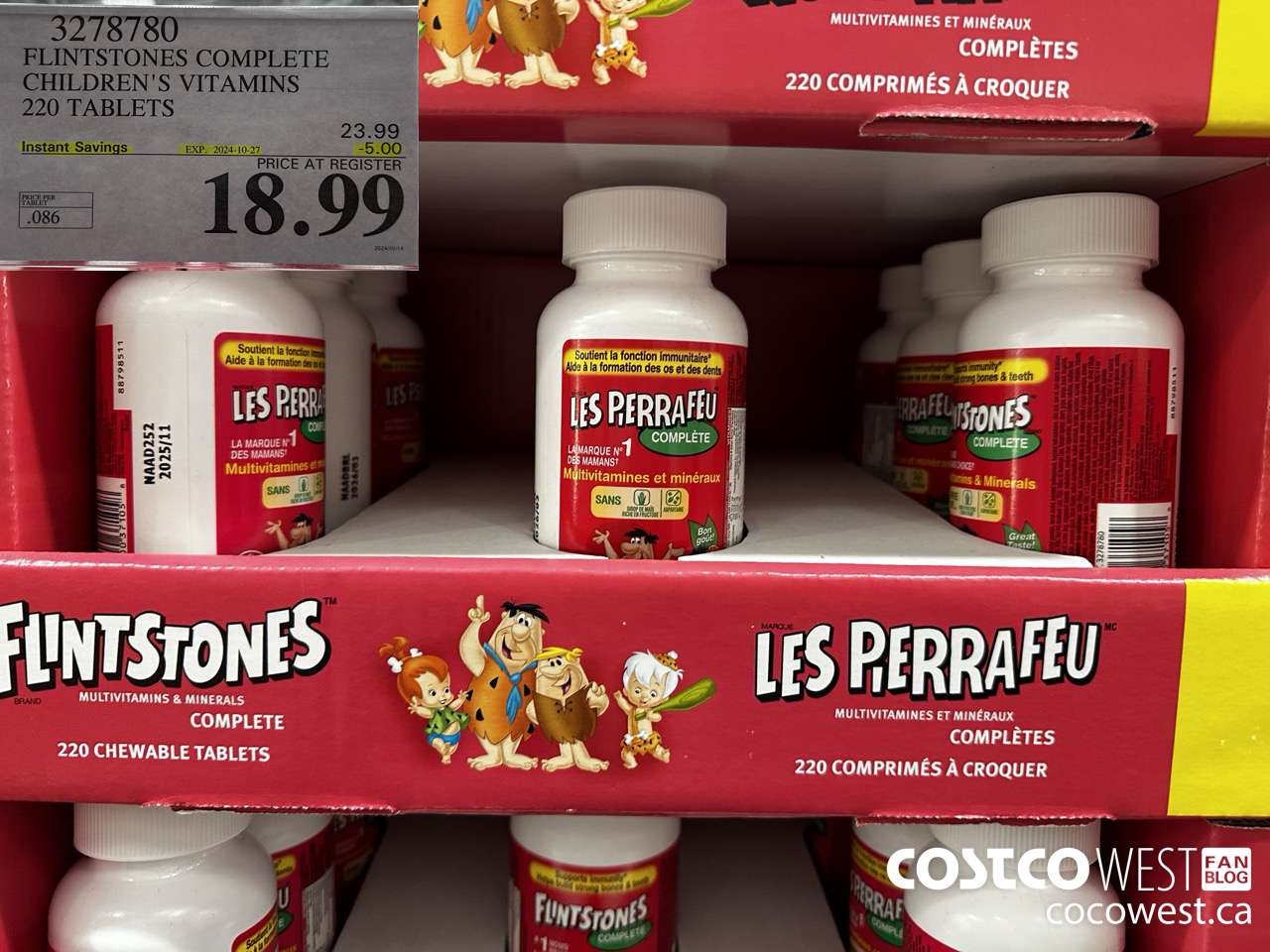 3278780 FLINTSTONES COMPLETE CHILDREN'S VITAMINS 220 TABLETS ($5.00 INSTANT SAVINGS EXPIRES ON 2024-10-27) $18.99