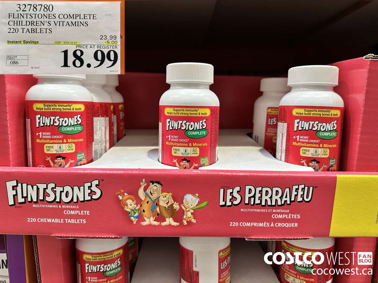 3278780 FLINTSTONES COMPLETE CHILDREN'S VITAMINS 220 TABLETS ($5.00 INSTANT SAVINGS EXPIRES ON 2024-10-27) $18.99