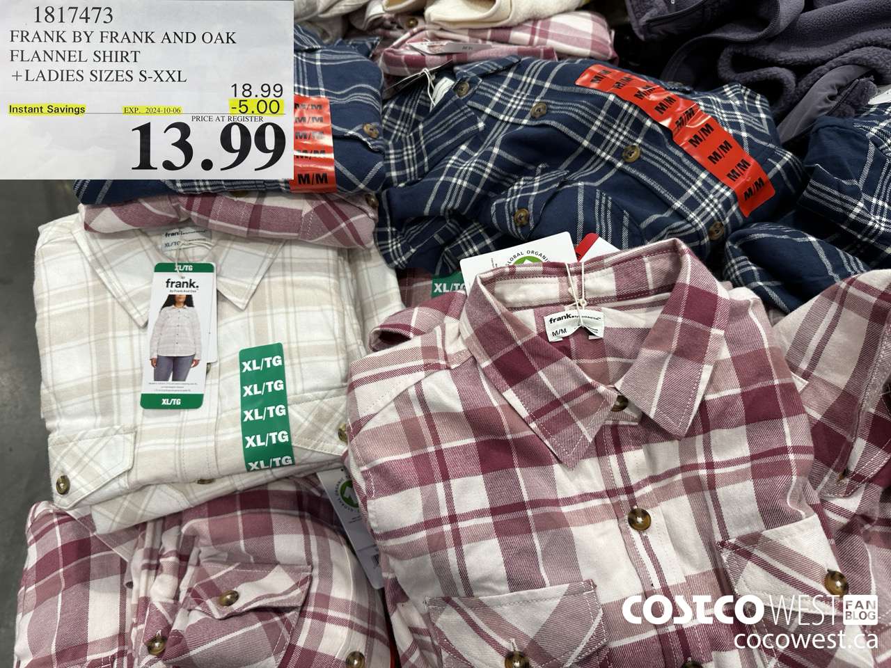 1817473 FRANK BY FRANK AND OAK FLANNEL SHIRT LADIES SIZES S-XXL ($5.00 INSTANT SAVINGS EXPIRES ON 2024-10-06) $13.99