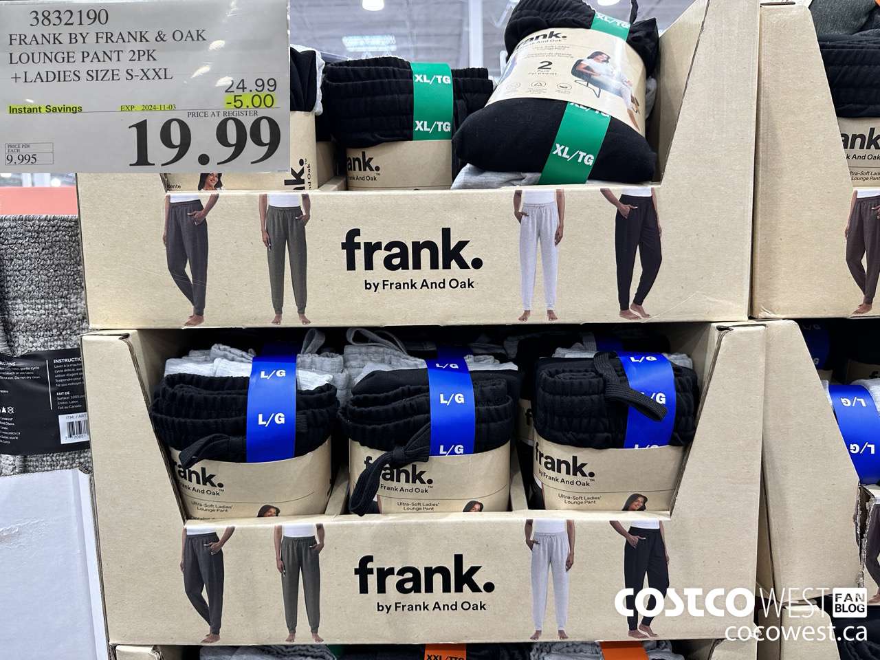 3832190 FRANK BY FRANK & OAK LOUNGE PANT 2PK LADIES SIZE S-XXL ($5.00 INSTANT SAVINGS EXPIRES ON 2024-11-03) $19.99
