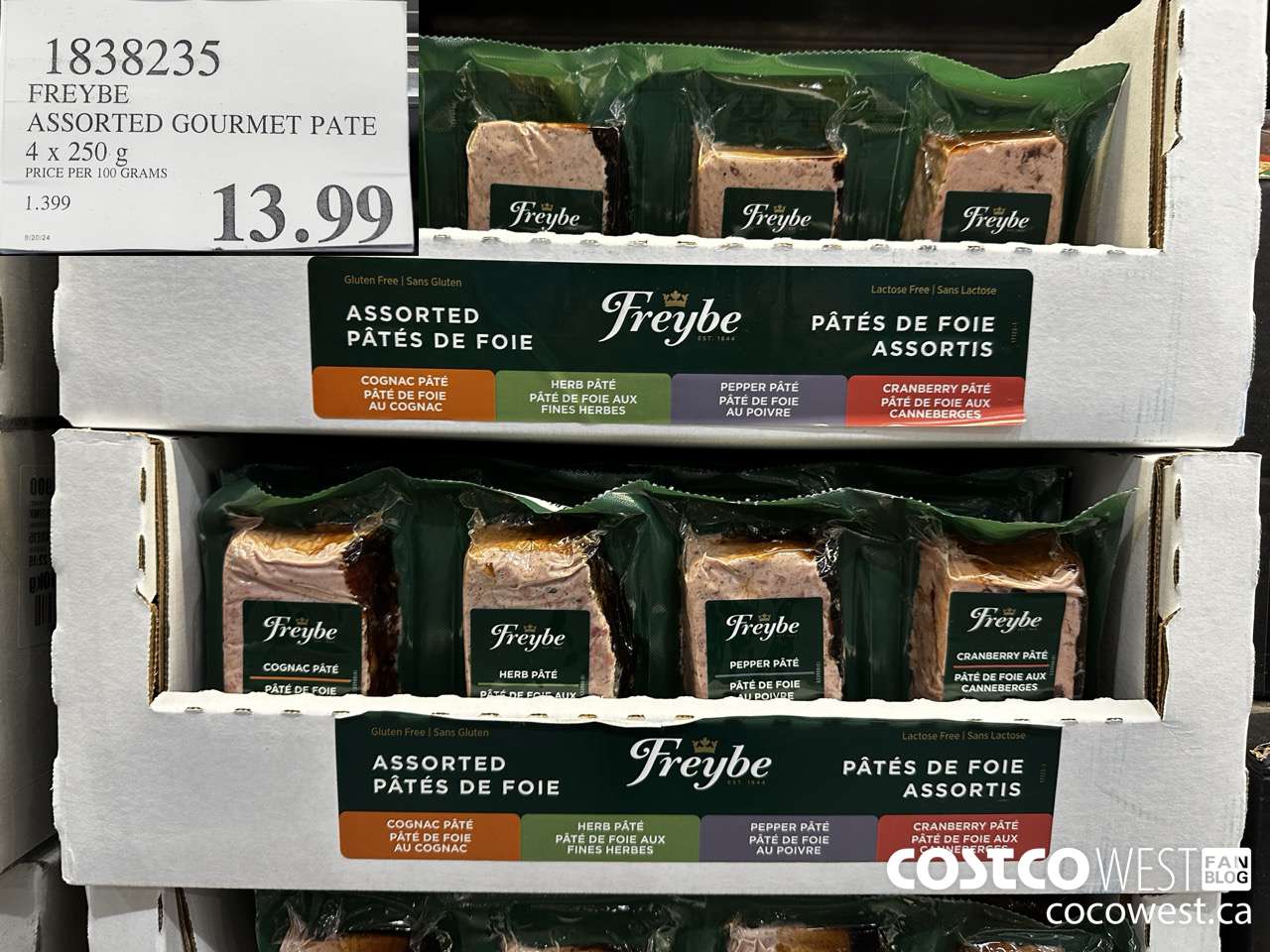 1838235 FREYBE ASSORTED GOURMET PATE 4 X 250G $13.99