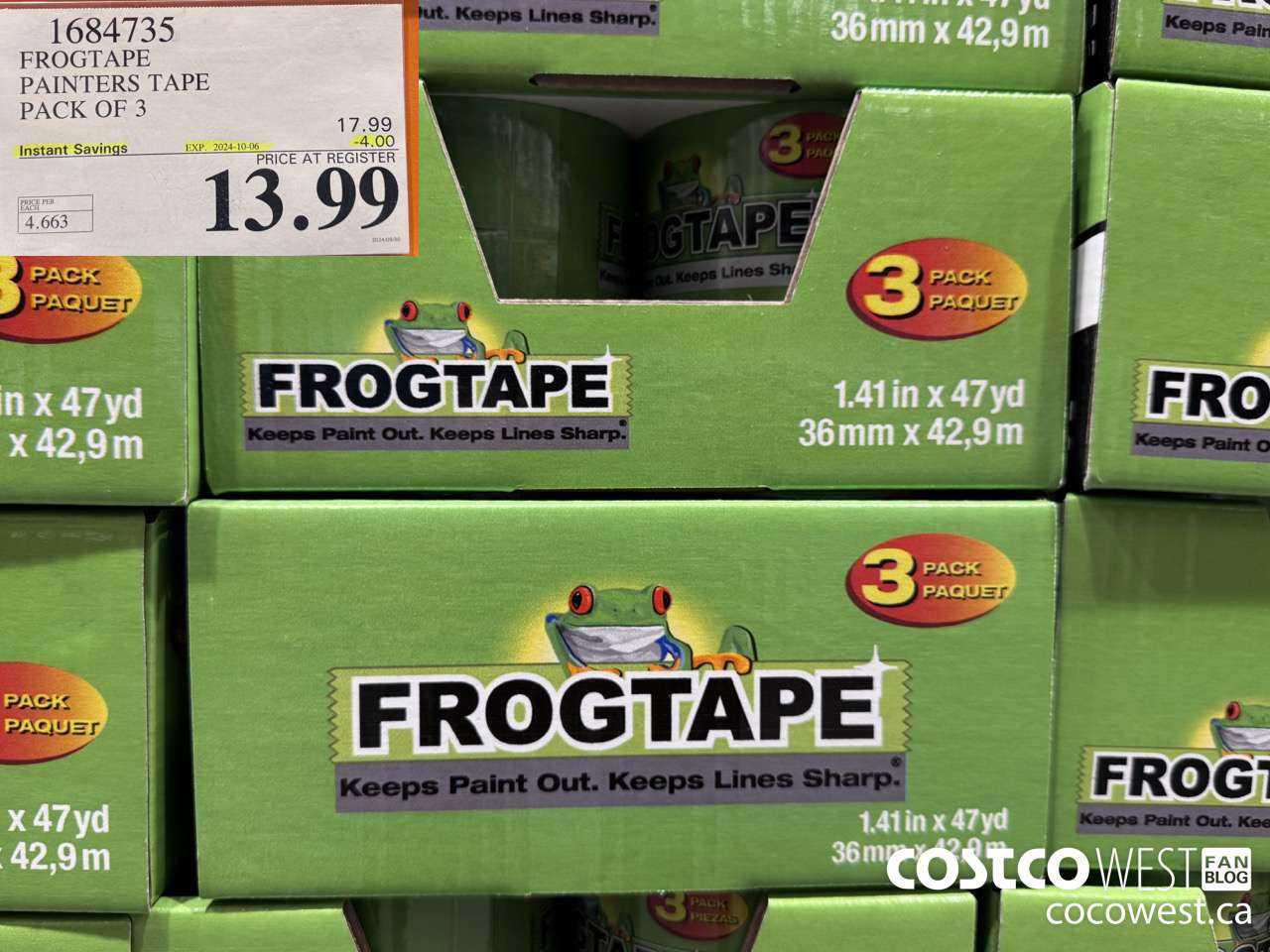 1684735 FROGTAPE PAINTERS TAPE PACK OF 3 ($4.00 INSTANT SAVINGS EXPIRES ON 2024-10-06) $13.99