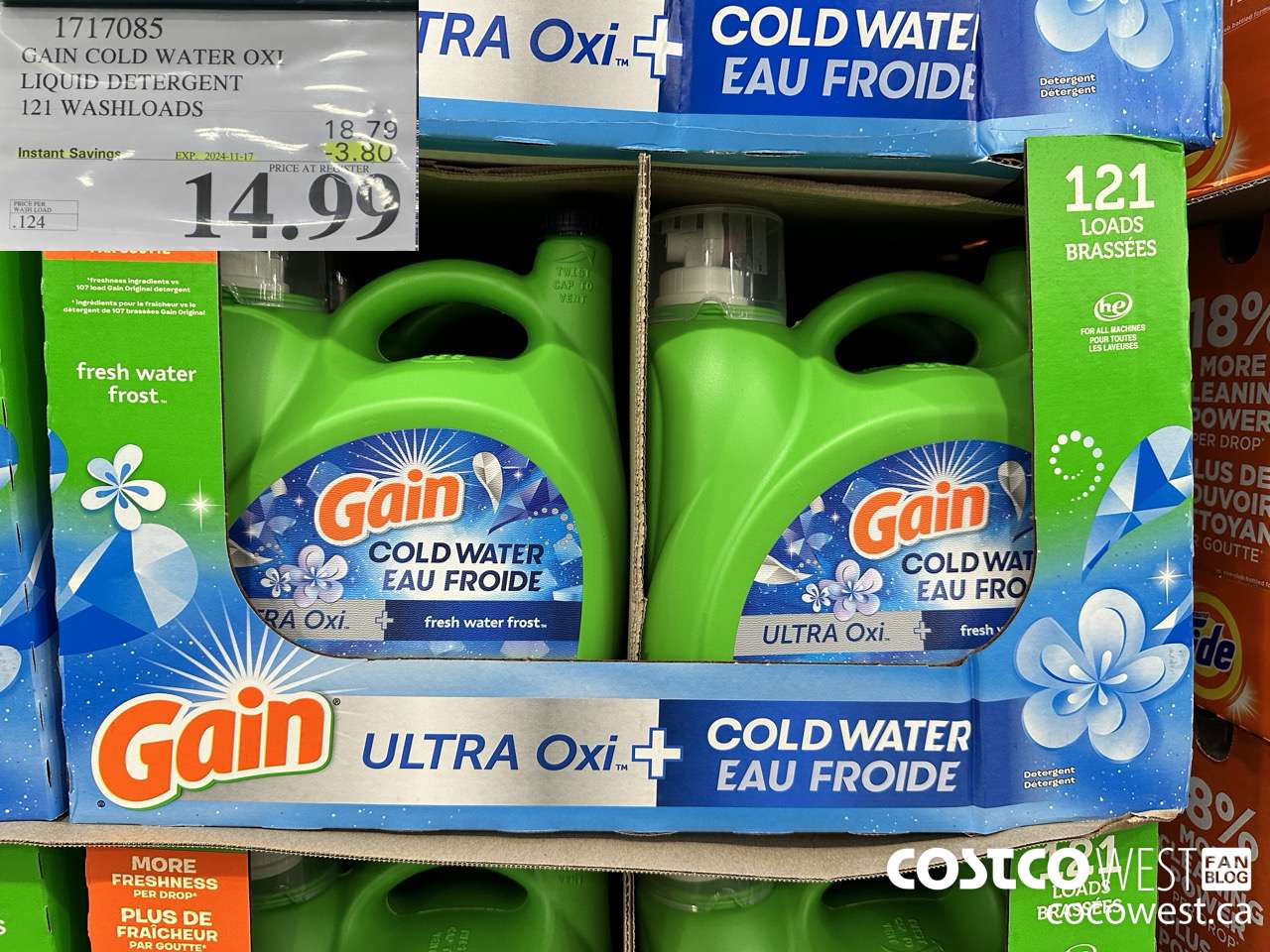 1717085 GAIN COLD WATER OXI LIQUID DETERGENT 121 WASHLOADS ($3.80 INSTANT SAVINGS EXPIRES ON 2024-11-17) $14.99