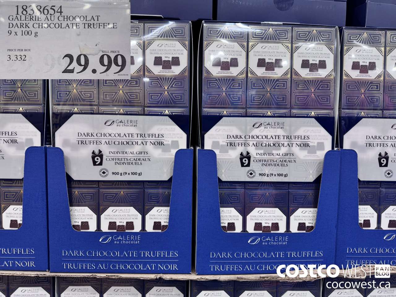 1838654 GALERIE AU CHOCOLAT DARK CHOCOLATE TRUFFLE 9 X 100G $29.99