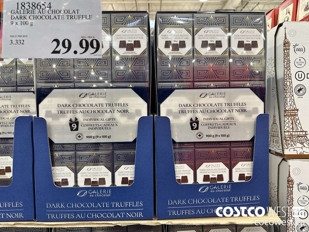 1838654 GALERIE AU CHOCOLAT DARK CHOCOLATE TRUFFLE 9 X 100G $29.99