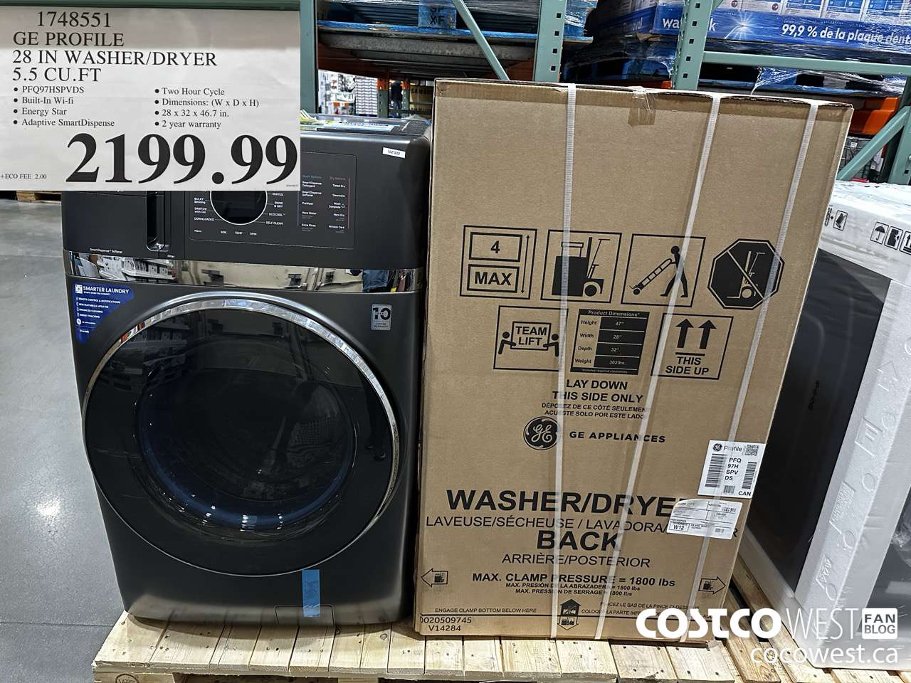 1748551 GE PROFILE 28 IN WASHER/DRYER 5.5 CU FT $2199.99