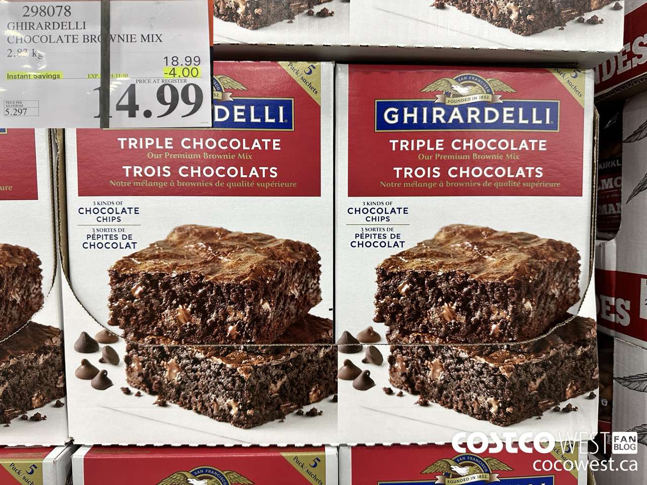 298078 GHIRARDELLI CHOCOLATE BROWNIE MIX 2.83 kg ($4.00 INSTANT SAVINGS EXPIRES ON 2024-11-10) $14.99