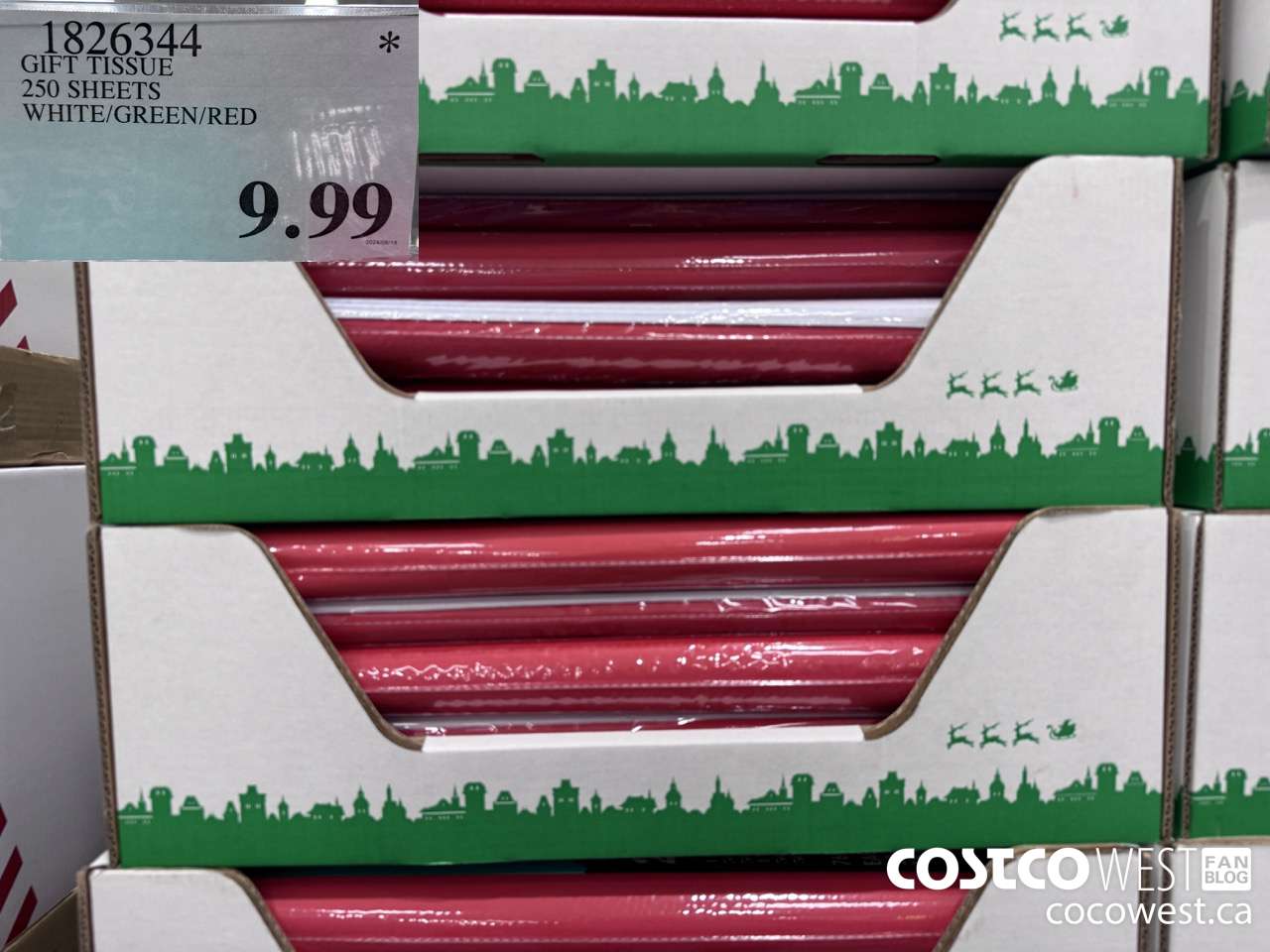 1826344 GIFT TISSUE 250 SHEETS WHITE/GREEN/RED $9.99