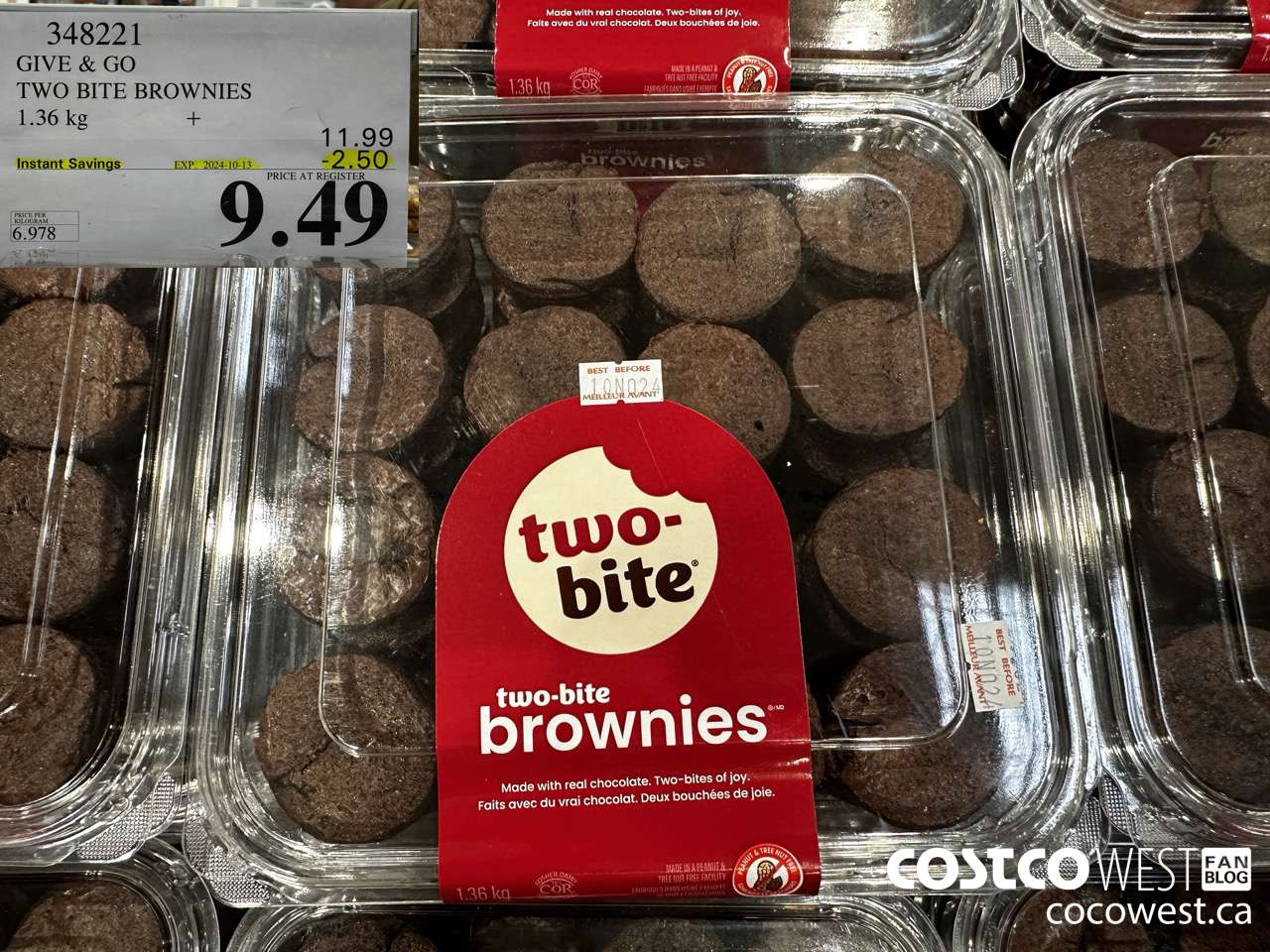 348221 GIVE & GO TWO BITE BROWNIES PACK OF 48 1.36 KG ($2.50 INSTANT SAVINGS EXPIRES ON 2024-10-13) $9.49