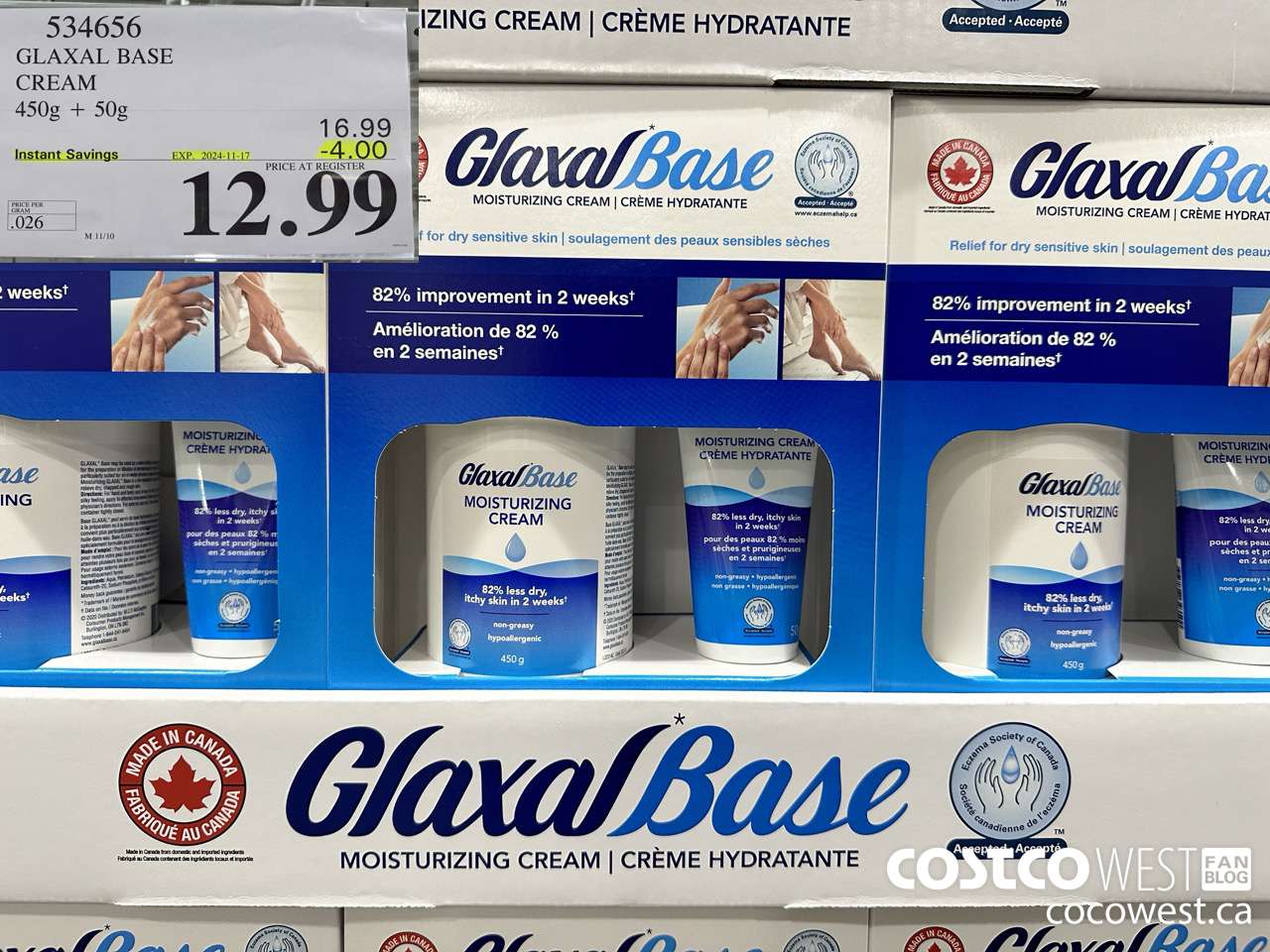 534656 GLAXAL BASE CREAM 450g + 50 g ($4.00 INSTANT SAVINGS EXPIRES ON 2024-11-17) $12.99