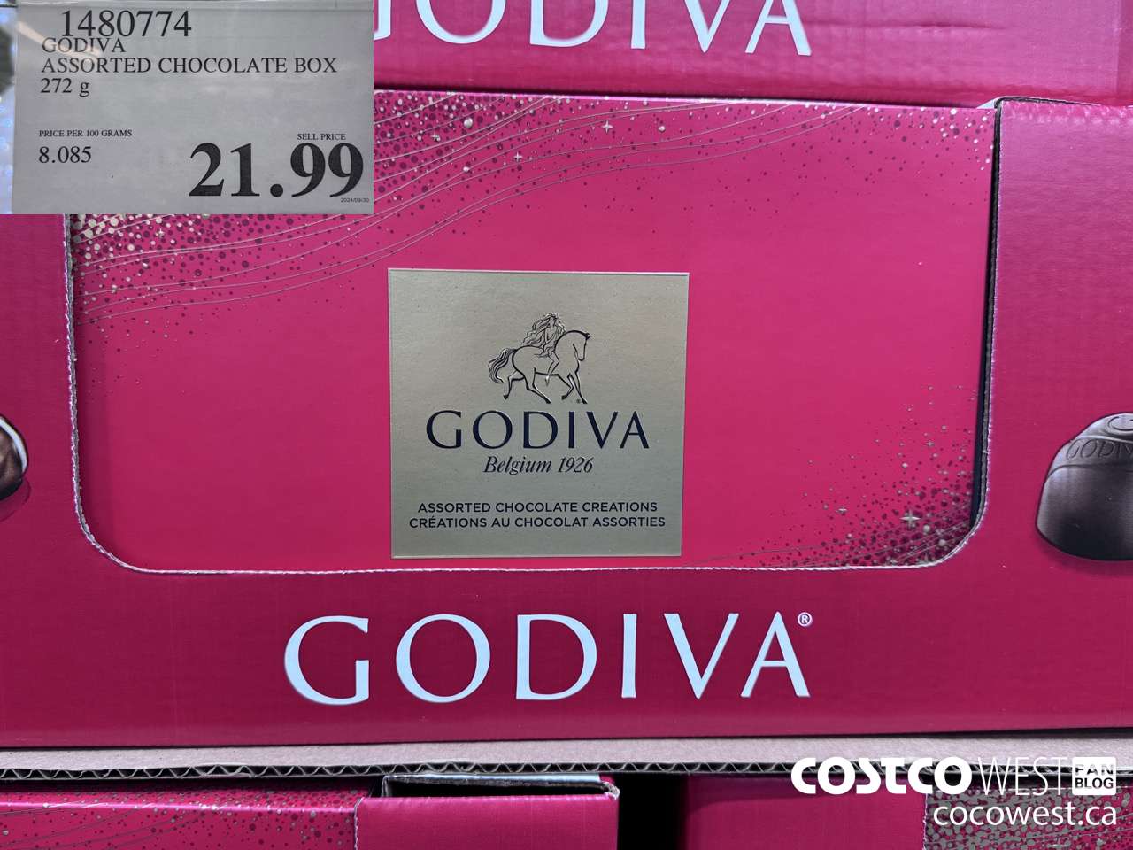 1480774 GODIVA ASSORTED CHOCOLATES 272 G $21.99