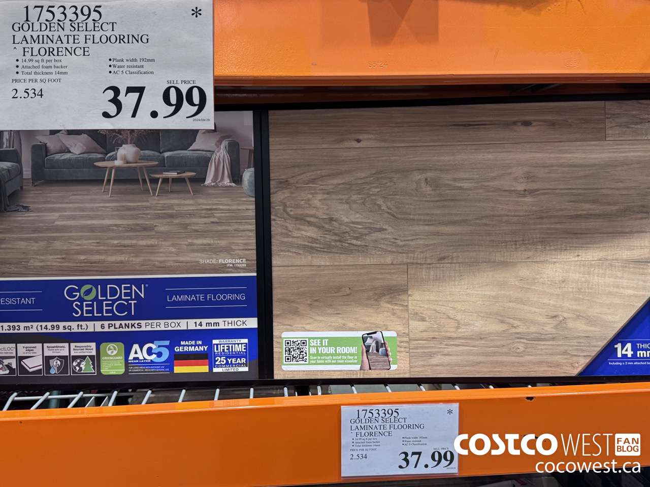 1753395 GOLDEN SELECT LAMINATE FLOORING FLORENCE $37.99
