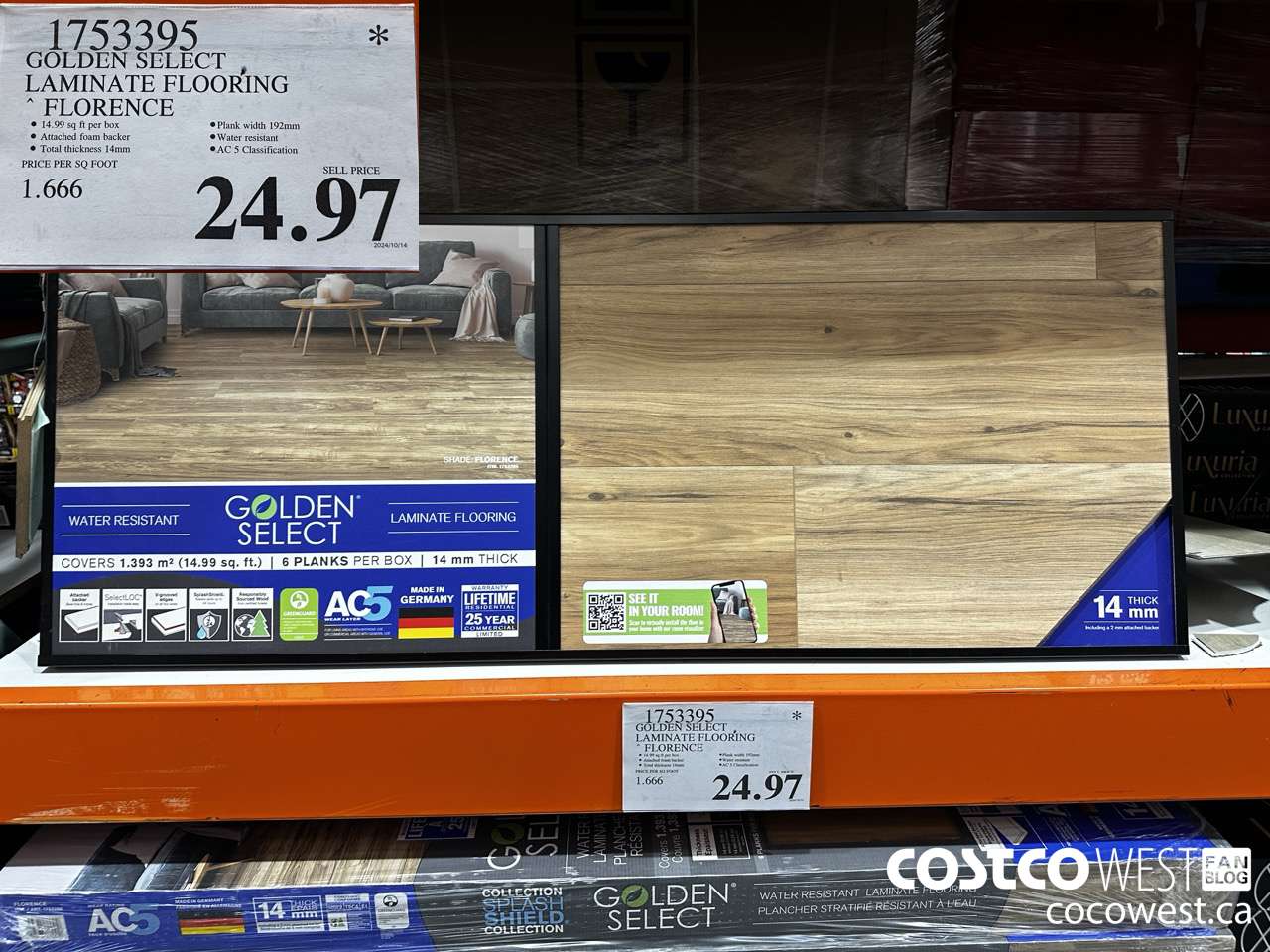 1753395 GOLDEN SELECT LAMINATE FLOORING FLORENCE $24.97