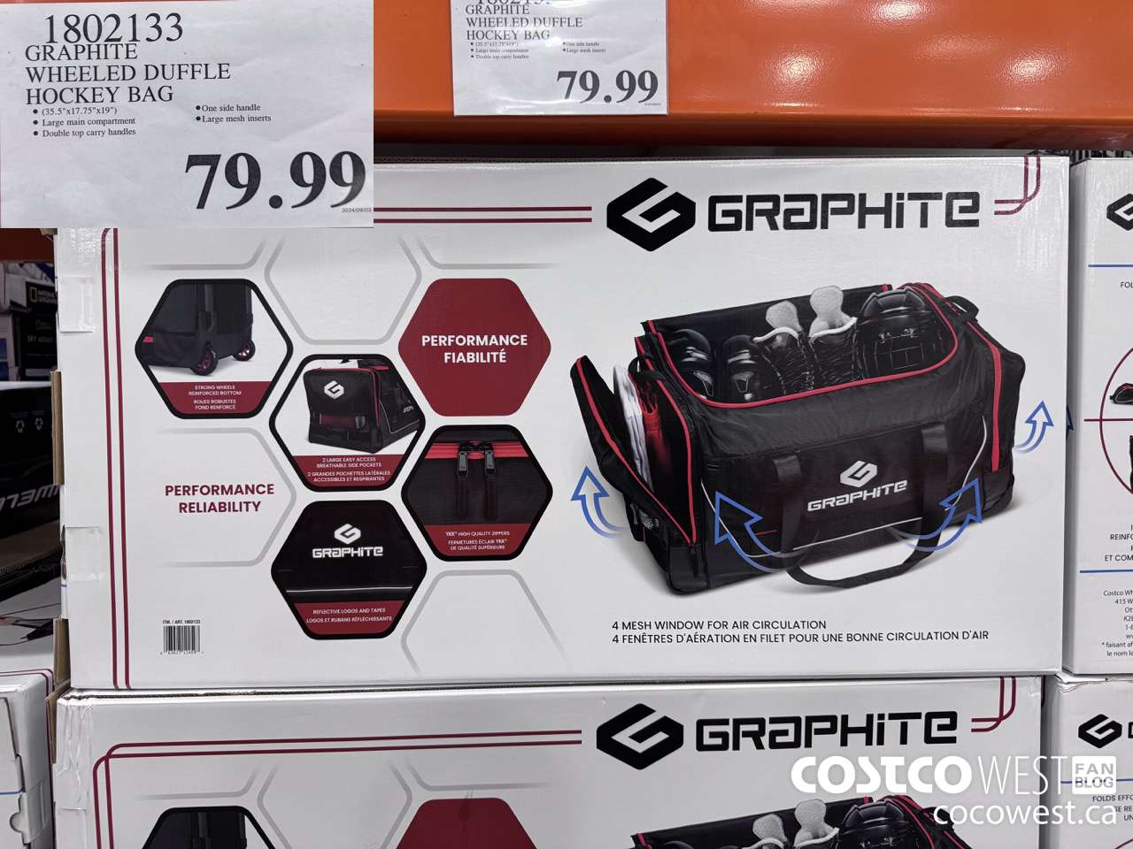 1802133 GRAPHITE WHEELED DUFFLE HOCKEY BAG $79.99