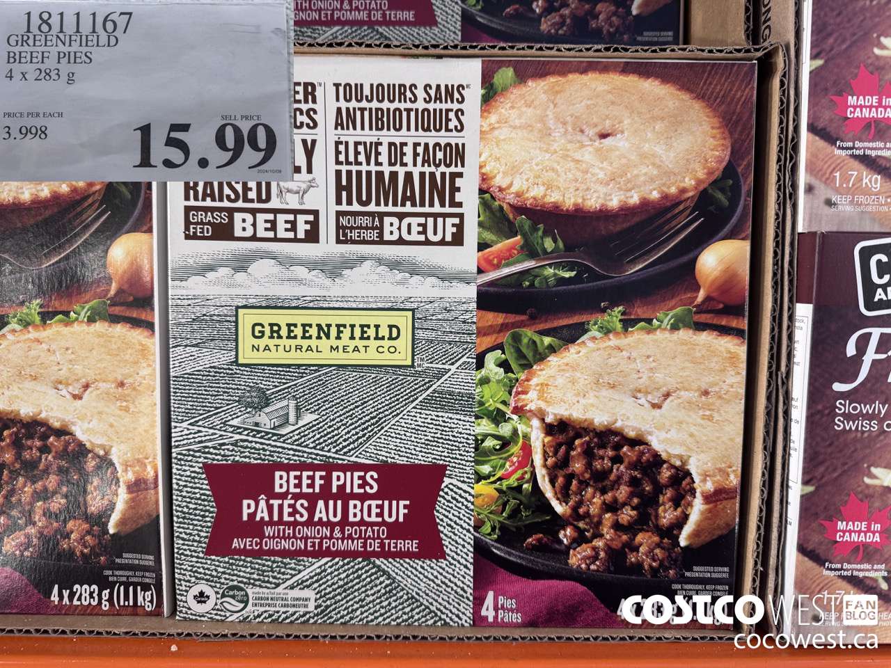1811167 GREENFIELD BEEF PIES 4 X 283 G $15.99