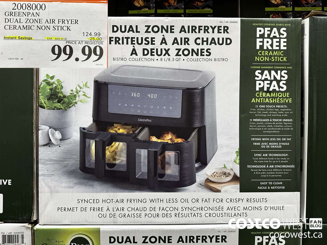 2008000 GREENPAN DUAL ZONE AIR FRYER CERAMIC NON STICK ($25.00 INSTANT SAVINGS EXPIRES ON 2024-10-20) $99.99