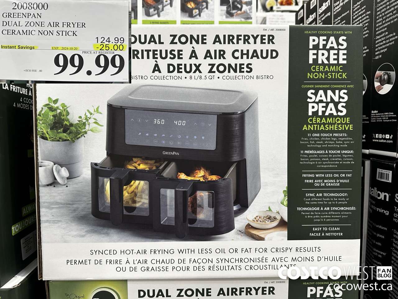 2008000 GREENPAN DUAL ZONE AIR FRYER CERAMIC NON STICK ($25.00 INSTANT SAVINGS EXPIRES ON 2024-10-20) $99.99