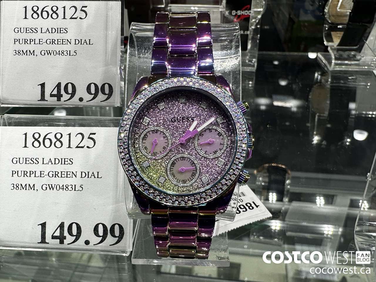 1868125 GUESS LADIES PURPLE-GREEN DIAL 38MM, GW0483L5 $149.99