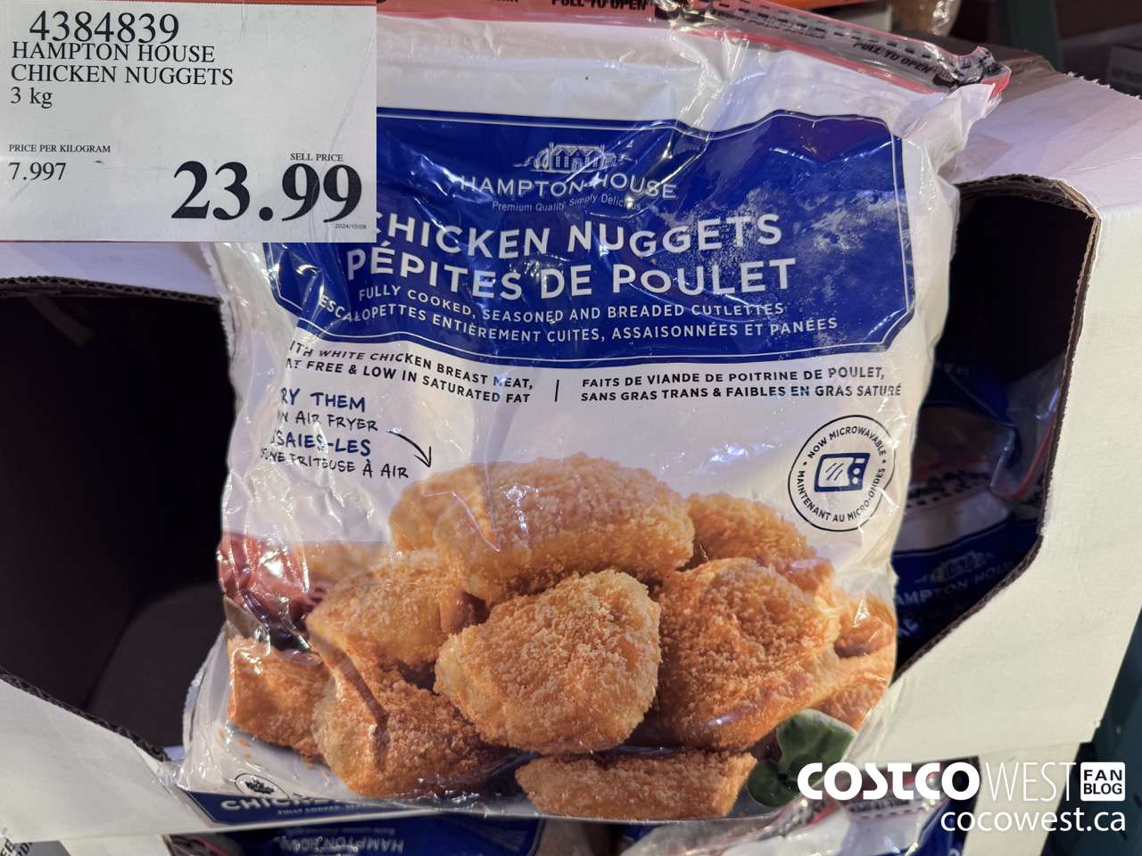 4384839 HAMPTON HOUSE CHICKEN NUGGETS 3 kg $23.99