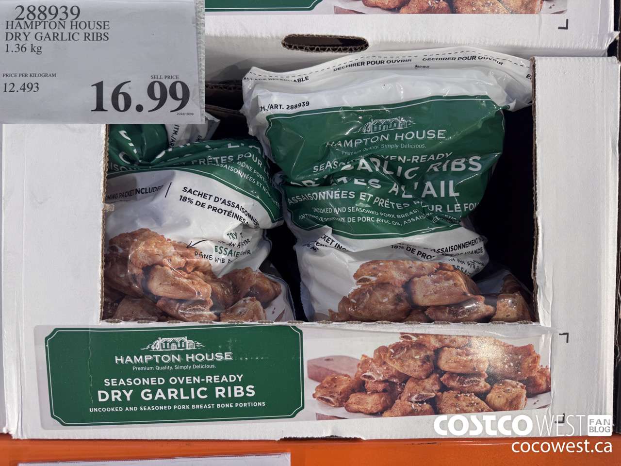 288939 HAMPTON HOUSE DRY GARLIC RIBS 1.36 kg $16.99