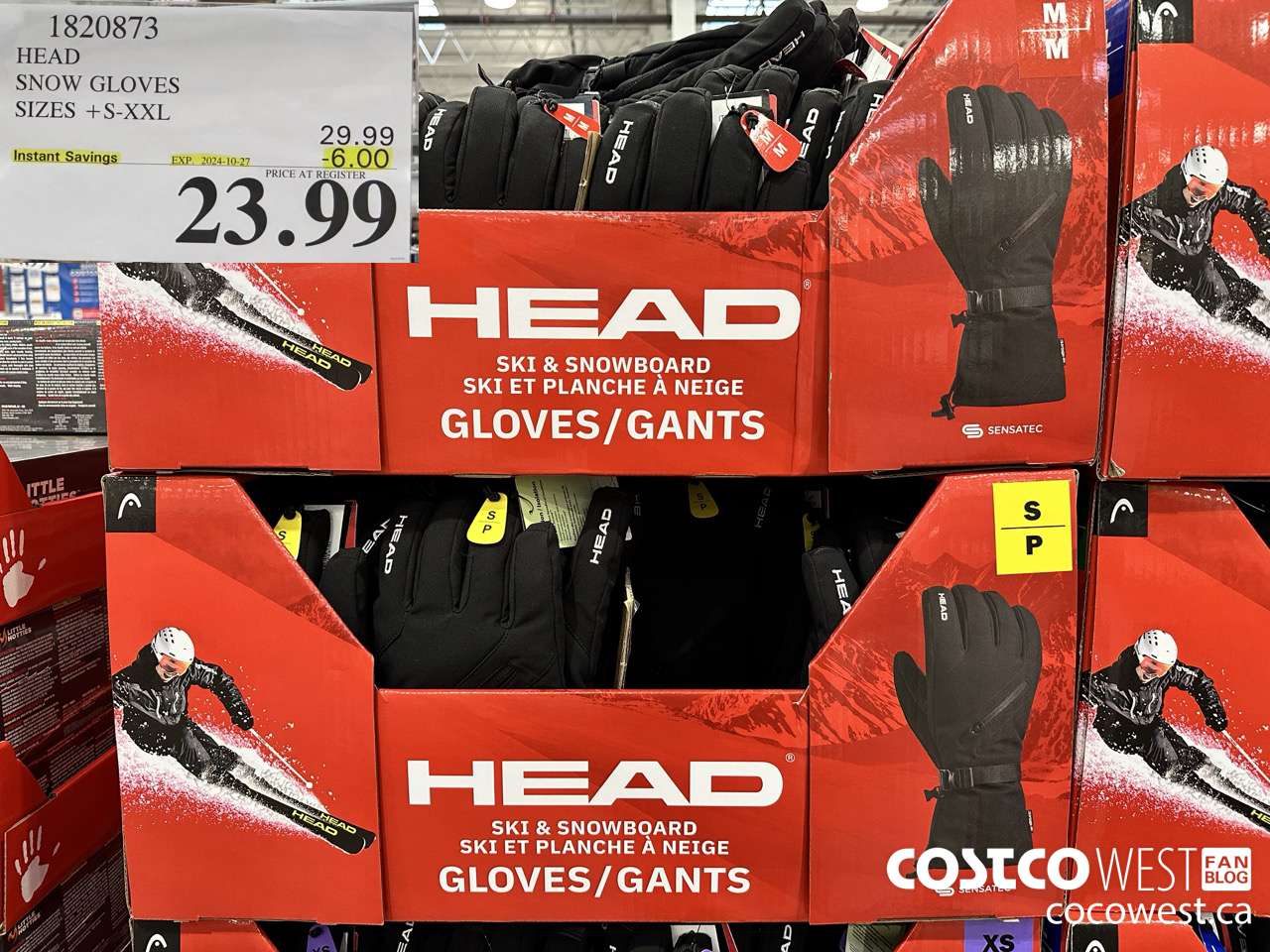 1820873 HEAD SNOW GLOVES SIZES S-XXL ($6.00 INSTANT SAVINGS EXPIRES ON 2024-10-27) $23.99