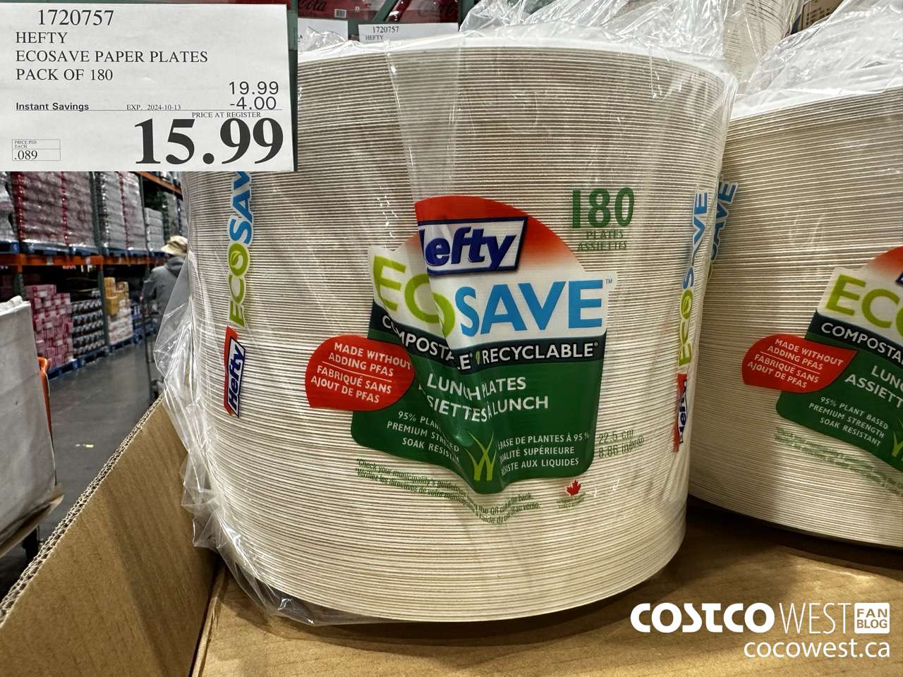1720757 HEFTY ECOSAVE PAPER PLATES PACK OF 180 ($4.00 INSTANT SAVINGS EXPIRES ON 2024-10-13) $15.99