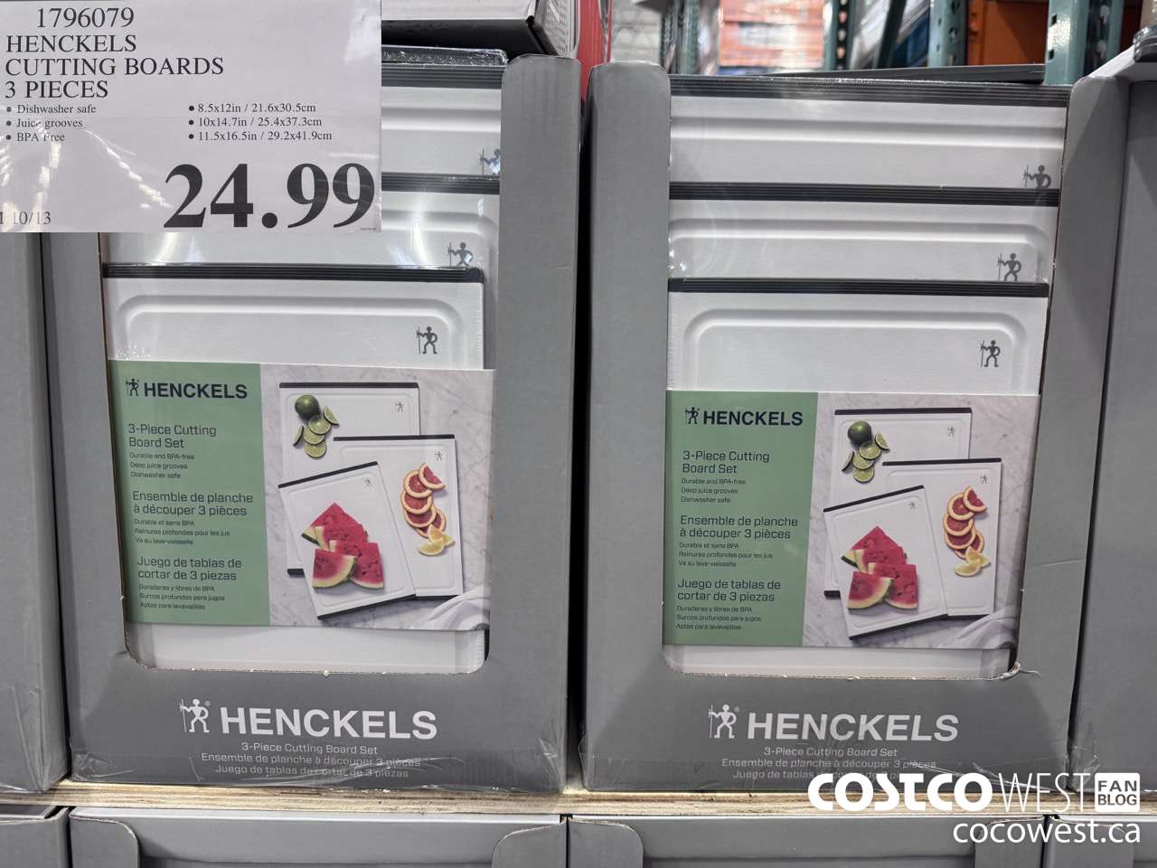 1796079 HENCKELS CUTTING BOARDS 3 PIECES $24.99