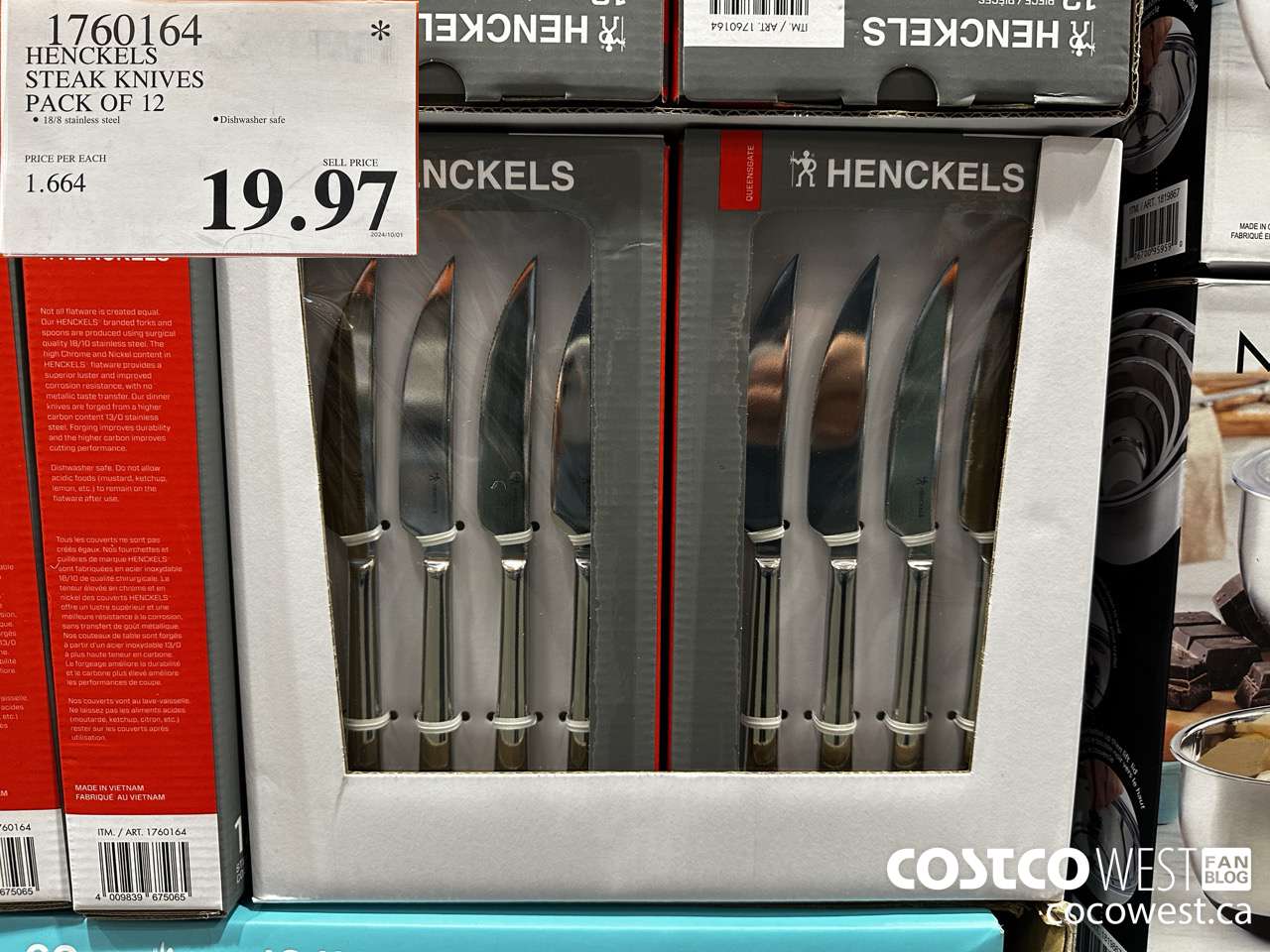 1760164 HENCKELS STEAK KNIVES PACK OF 12 $19.97