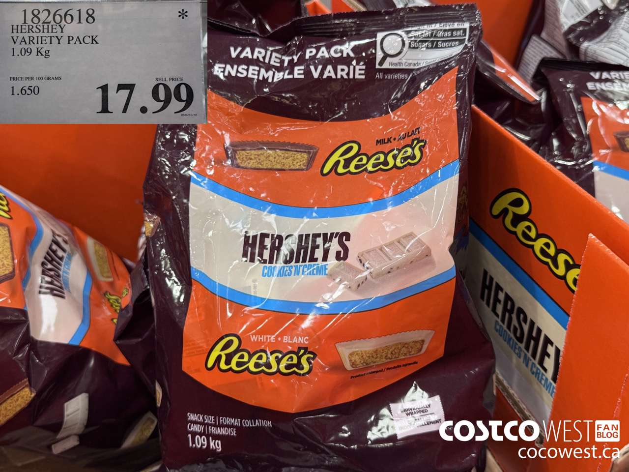 1826618 HERSHEY VARIETY PACK 1.09KG $17.99