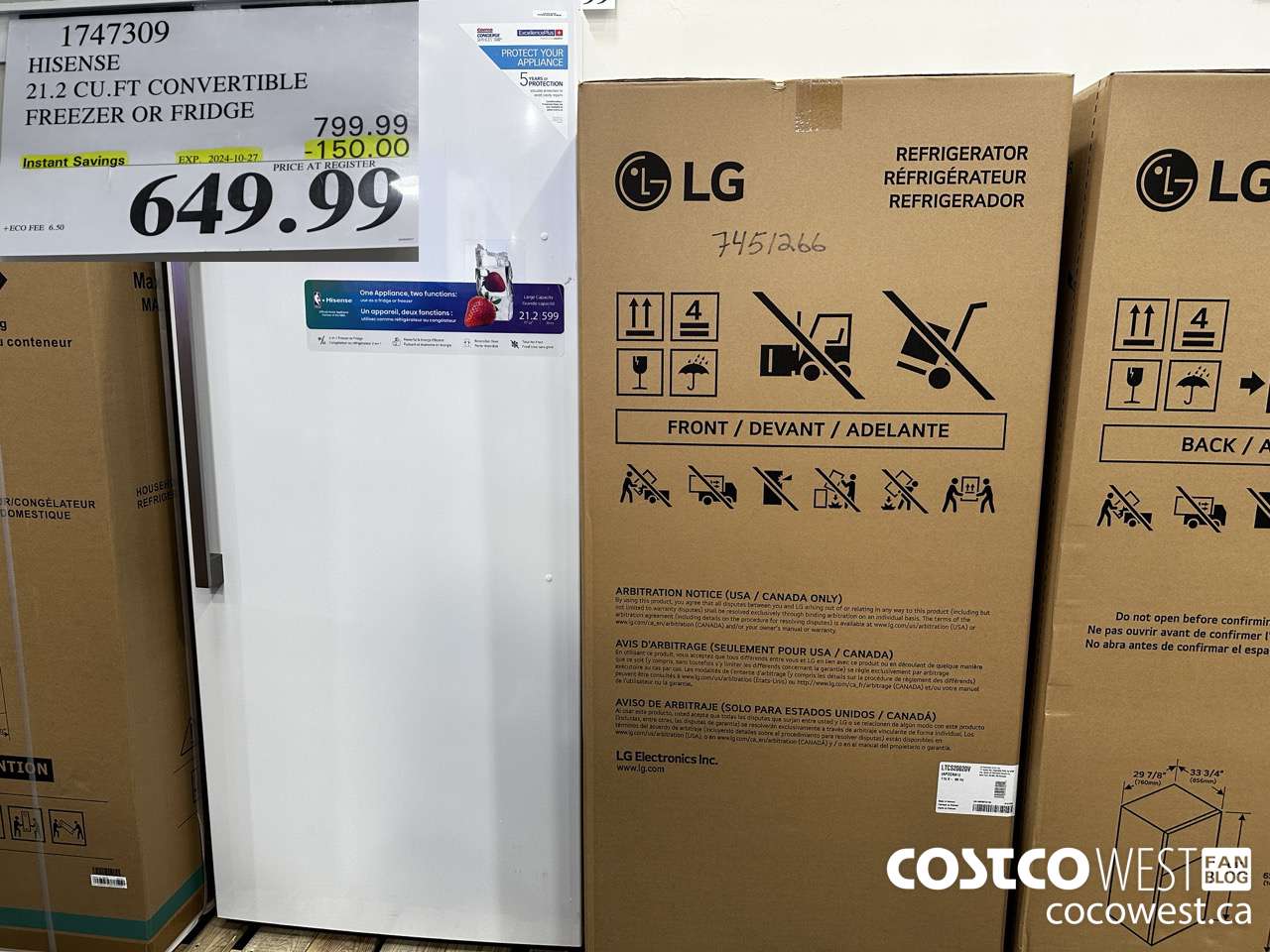 1747309 HISENSE 21.2 CU.FT CONVERTIBLE FREEZER OR FRIDGE ($150.00 INSTANT SAVINGS EXPIRES ON 2024-10-27) $649.99