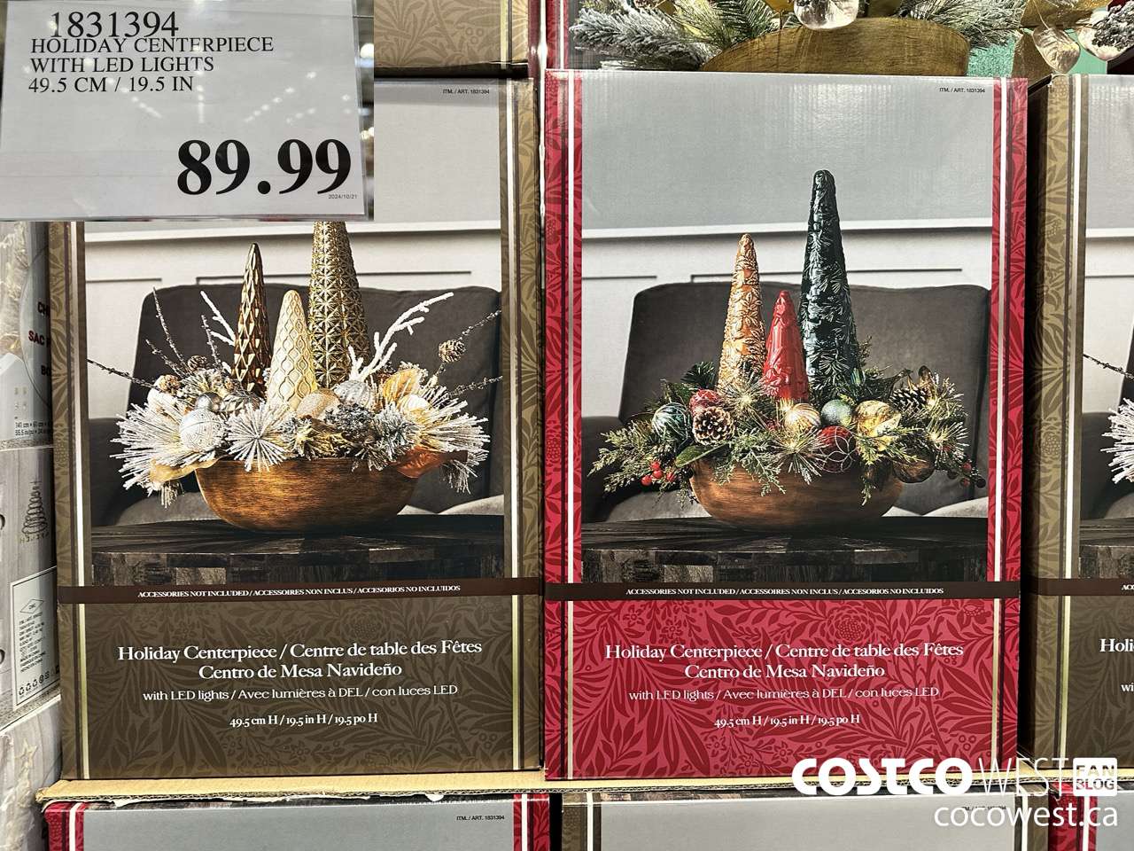 1831394 HOLIDAY CENTERPIECE WITH LED LIGHTS 49.5CM/19.5IN $89.99