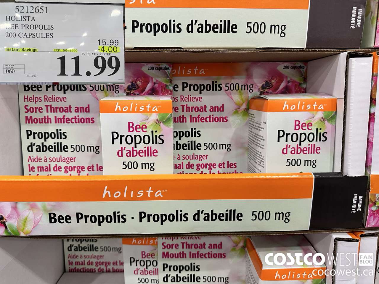 5212651 HOLISTA BEE PROPOLIS 200 CAPSULES ($4.00 INSTANT SAVINGS EXPIRES ON 2024-11-10) $11.99