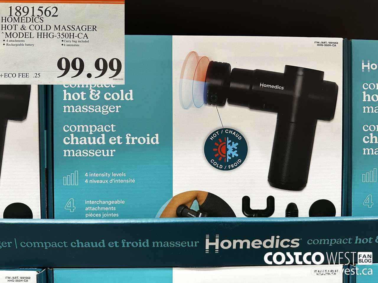 1891562 HOMEDICS HOT & COLD MASSAGER MODEL HHG-350H-CA $99.99