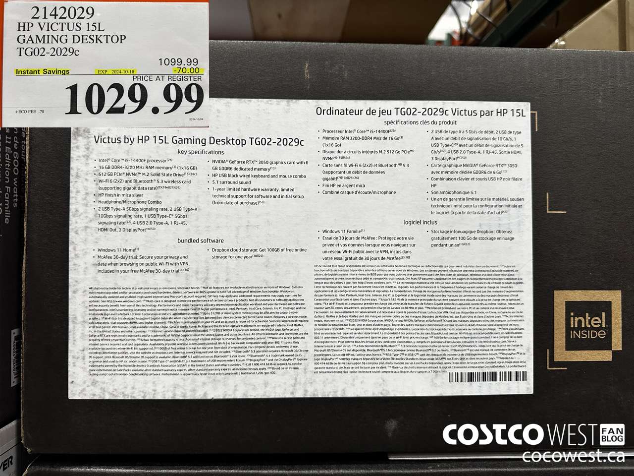 2142029 HP VICTUS 15L GAMING LAPTOP TG02-2029C ($70.00 INSTANT SAVINGS EXPIRES ON 2024-10-18) $1029.99